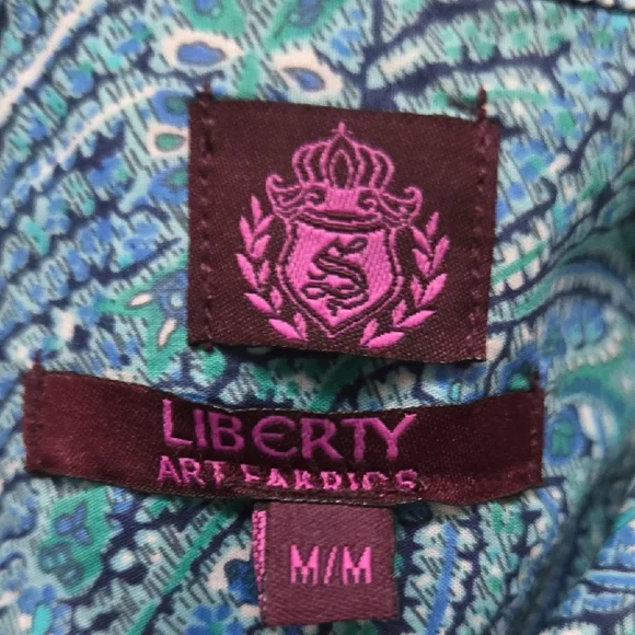 Liberty Women's Blue, Teal, and Black Swirl Shirt - Picture 2 of 7